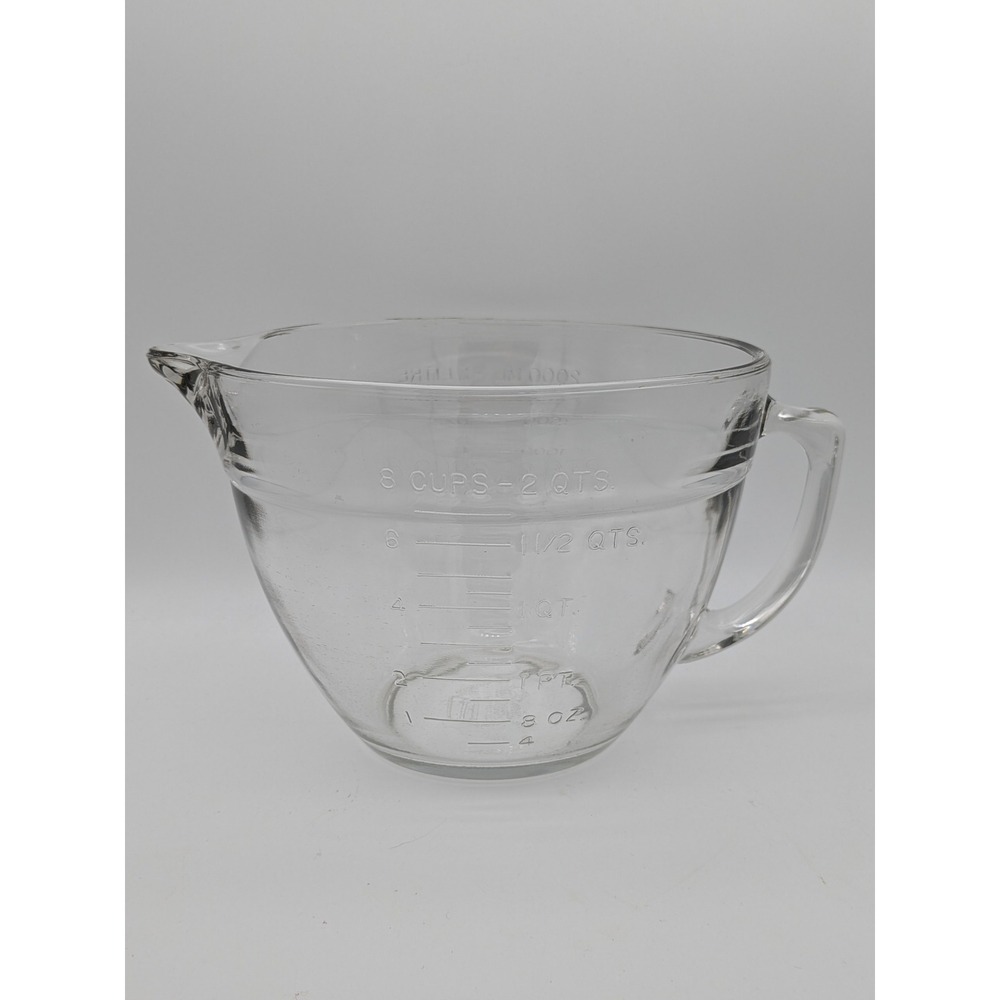 Anchor Hocking 2 Qt 8 Cup‎ Glass Measuring Cup Mixing Bowl 2000mL Pour Spout USA